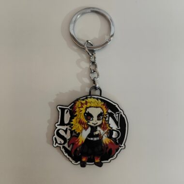 Rengoku Kyojuro Chibi Spinning Metal Keychain – Demon Slayer Merchandise