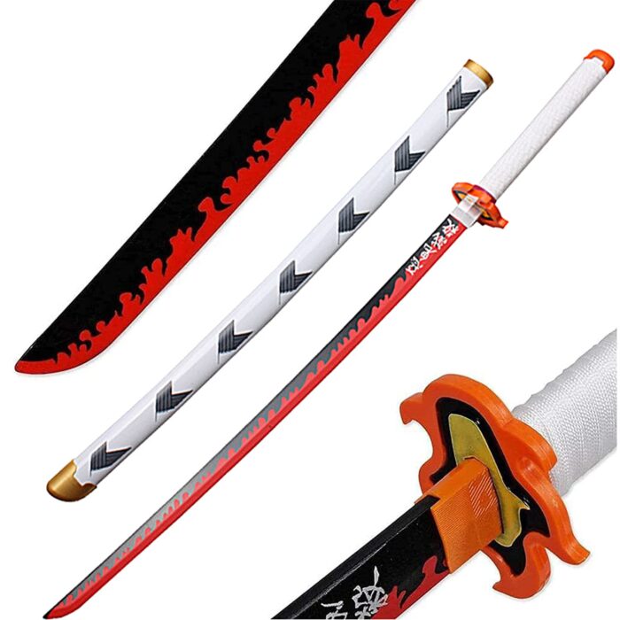 Rengoku Kyojuro Nichirin Katana – 104cm Wooden Demon Slayer