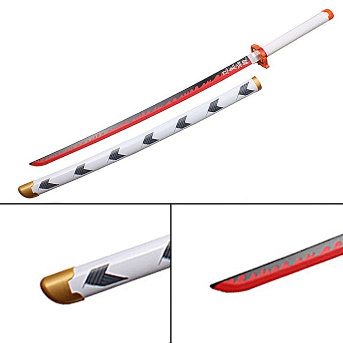 Rengoku Kyojuro Nichirin Katana – 104cm Wooden Demon Slayer - Image 7