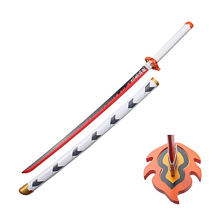 Rengoku Kyojuro Nichirin Katana – 104cm Wooden Demon Slayer - Image 6