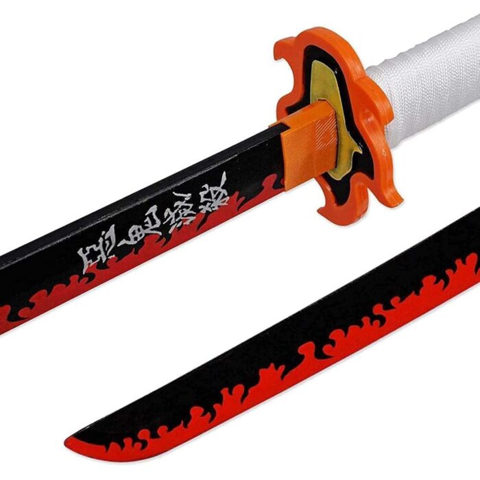 Rengoku Kyojuro Nichirin Katana – 104cm Wooden Demon Slayer - Image 4