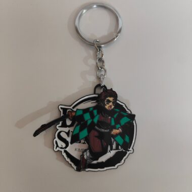 Tanjiro Kamado Spinning Metal Keychain – Fierce Tackle Stance – Demon Slayer Merchandise