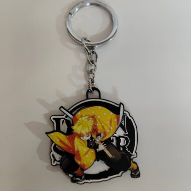 Zenitsu Agatsuma Spinning Metal Keychain – Sleeping Warrior Pose – Demon Slayer Merchandise