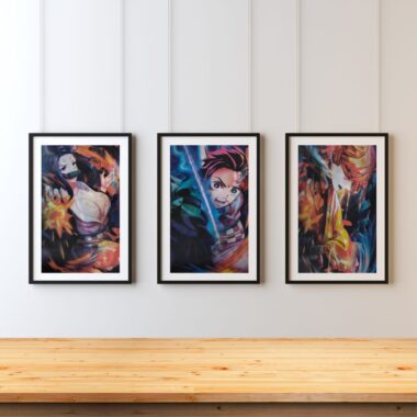 Demon Slayer 3D Poster – Zenitsu, Tanjiro & Nezuko in Action